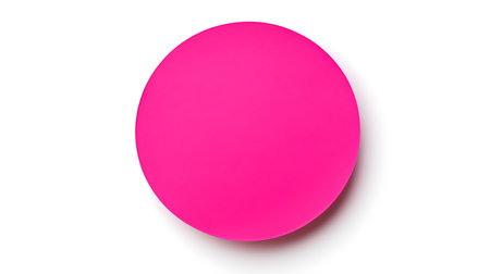 Fuchsia round paper note on a white background. Brainstorming template with copy spaceの素材