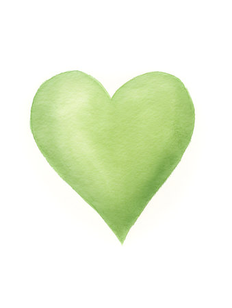 Chalk Drawing of a Heart in light green Colors. White background with copy spaceの素材