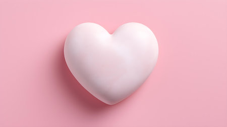 Top view of a white stone heart on a pink background. Romantic template with copy spaceの素材
