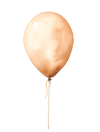 Beige Balloon on a white background. Watercolor Template for a Birthday or Greeting Cardの素材