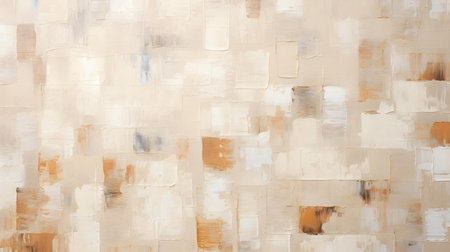 Abstract Oil Painting with overlapping Squares in white and beige Colors. Artistic Background with visible Brush Strokesの素材