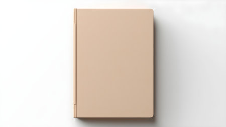 Blank beige notebook on a white background. Business Mockup with Copy Spaceの素材