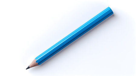 Blue pencil on a white background. Education template with copy spaceの素材