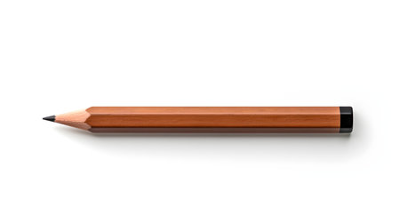 Dark brown pencil on a white background. Education template with copy spaceの素材