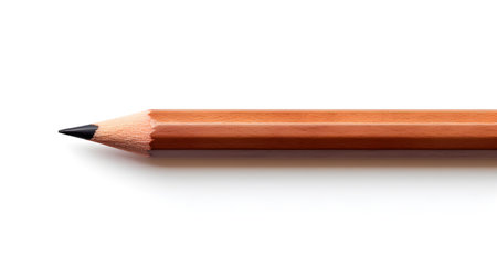 Dark brown pencil on a white background. Education template with copy spaceの素材