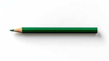 Dark Green Pencil on a white background. Education template with copy spaceの素材