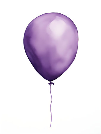 Dark Purple Balloon on a white background. Watercolor Template for a Birthday or Greeting Cardの素材
