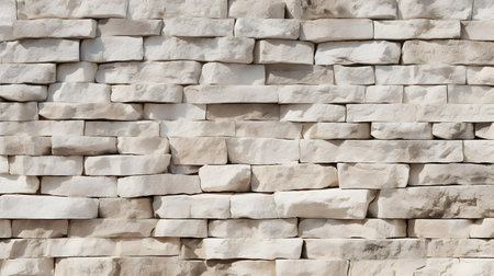 Close up of a Stone Wall Texture in ivory Colors. Rustic Backgroundの素材