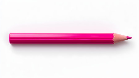 Hot Pink Pencil on a white background. Education template with copy spaceの素材