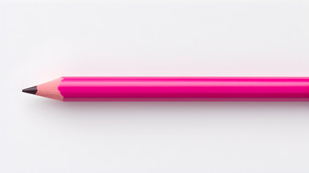 Hot Pink Pencil on a white background. Education template with copy spaceの素材