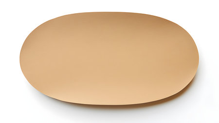 Khaki oval paper note on a white background. Brainstorming template with copy spaceの素材