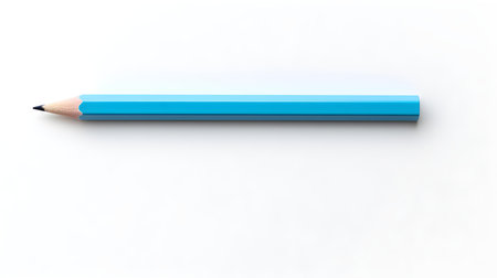 Light Blue Pencil on a white background. Education template with copy spaceの素材