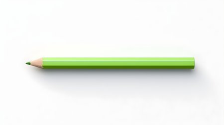 Light Green Pencil on a white background. Education template with copy spaceの素材