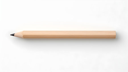 Khaki pencil on a white background. Education template with copy spaceの素材