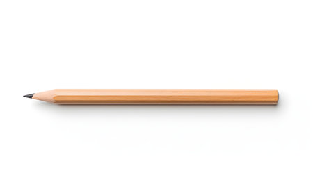 Light Brown Pencil on a white background. Education template with copy spaceの素材