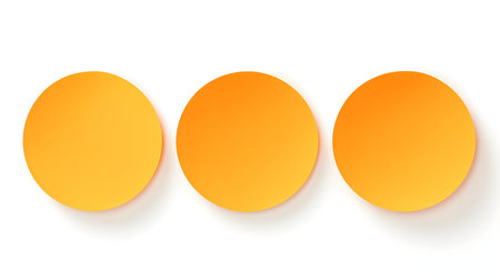 Set of light orange round paper notes on a white background. Brainstorming template with copy spaceの素材