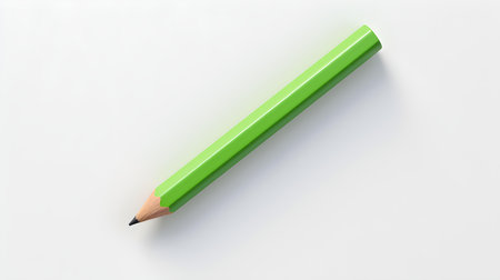 Light Green Pencil on a white background. Education template with copy spaceの素材