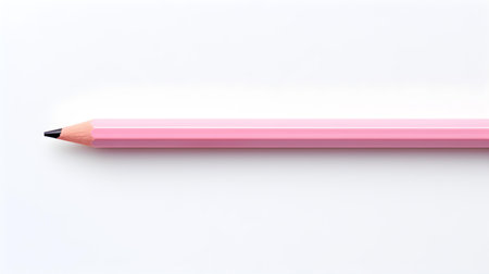 Light Pink Pencil on a white background. Education template with copy spaceの素材