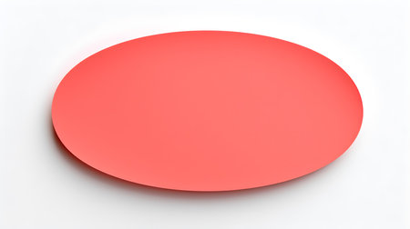 Light red oval paper note on a white background. Brainstorming template with copy spaceの素材