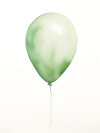 Light green balloon on a white background. Watercolor Template for a Birthday or Greeting Cardの素材