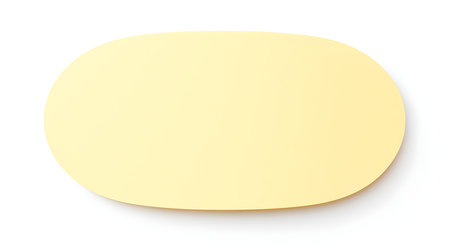Light Yellow oval Paper Note on a white background. Brainstorming template with copy spaceの素材