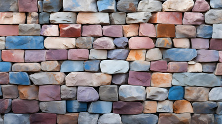 Close up of a Stone Wall Texture in multiple Colors. Rustic Backgroundの素材
