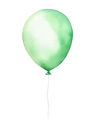 Light green balloon on a white background. Watercolor Template for a Birthday or Greeting Cardの素材