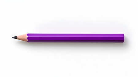 Purple pencil on a white background. Education template with copy spaceの素材