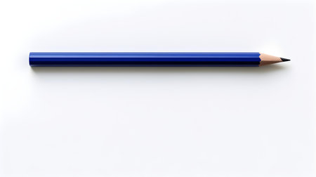 Navy blue pencil on a white background. Education template with copy spaceの素材