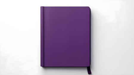 Blank purple notebook on a white background. Business Mockup with Copy Spaceの素材