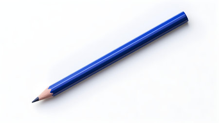 Navy blue pencil on a white background. Education template with copy spaceの素材