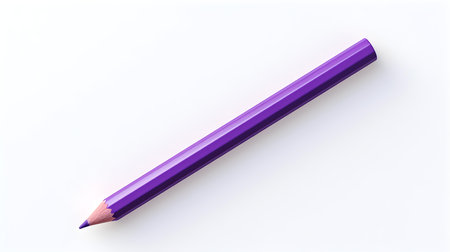 Purple pencil on a white background. Education template with copy spaceの素材