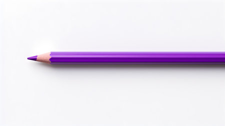 Purple pencil on a white background. Education template with copy spaceの素材