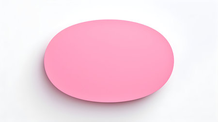 Pink oval paper note on a white background. Brainstorming template with copy spaceの素材