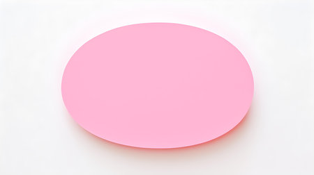 Pink oval paper note on a white background. Brainstorming template with copy spaceの素材
