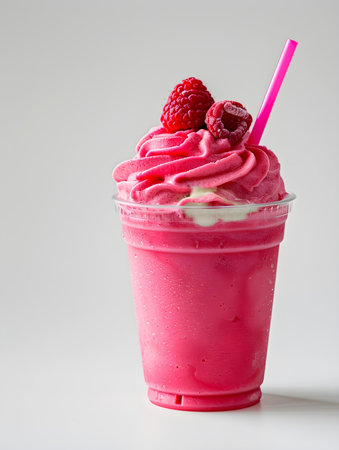 Hot Pink Summer Drink on a light Background with Sunlight and Shadowsの素材