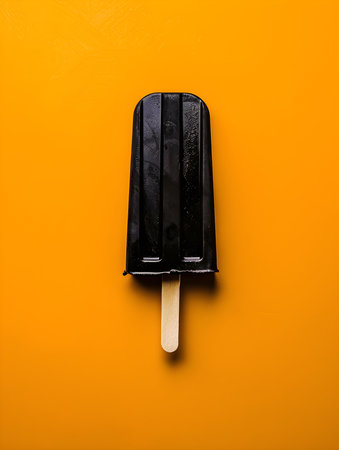 Black Popsicle on a summery orange background with copy spaceの素材
