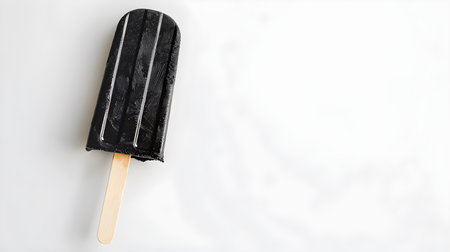 Black popsicle on a white background with copy spaceの素材