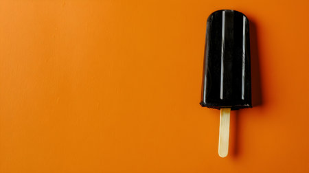 Black Popsicle on a summery orange background with copy spaceの素材
