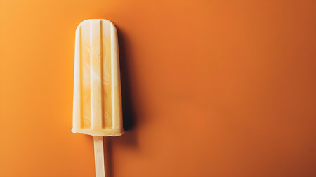 Beige popsicle on a summery orange background with copy spaceの素材