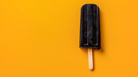 Black Popsicle on a summery orange background with copy spaceの素材