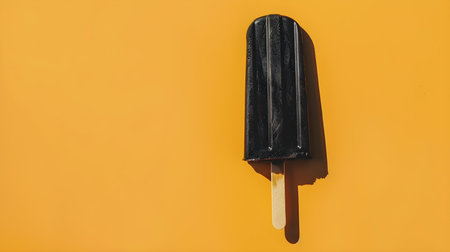 Black Popsicle on a summery orange background with copy spaceの素材
