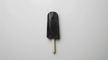 Black popsicle on a white background with copy spaceの素材