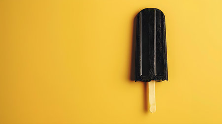 Black Popsicle on a summery yellow background with copy spaceの素材