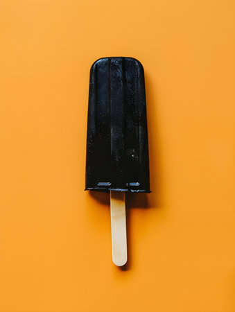 Black Popsicle on a summery orange background with copy spaceの素材