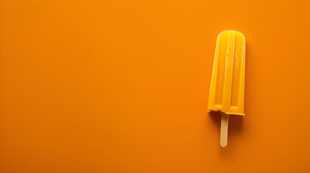 Gold Popsicle on a summery orange background with copy spaceの素材