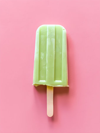 Light Green Popsicle on a summery pink Background with Copy Spaceの素材