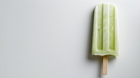 Light Green Popsicle on a white background with copy spaceの素材