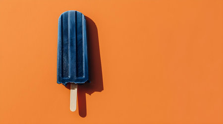 Navy Blue Popsicle on a summery orange background with copy spaceの素材