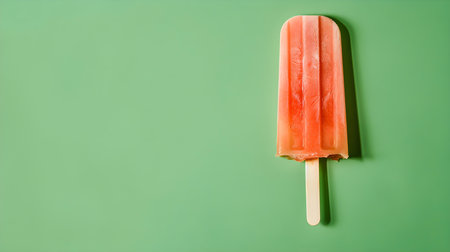 Peach Fuzz Popsicle on a summery green background with copy spaceの素材